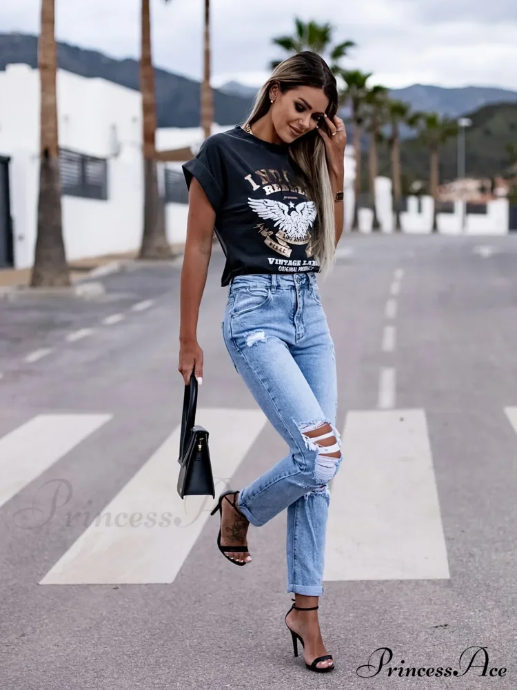 Elastic distressed leggings Jean - Image 2