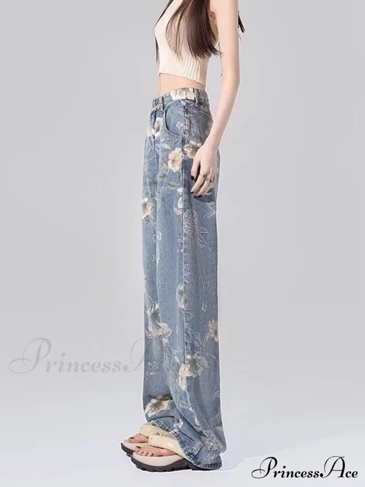 Children's High Waist Straight Tube Loose Wide Leg Trendy Spliced With Old Zippers Jean - Image 4