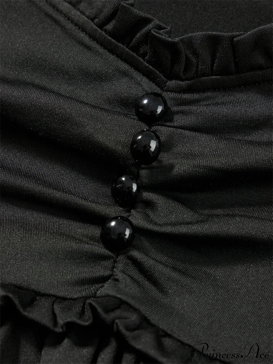 V-neck Ruched Solid Color Vintage Ruched Buttons T-Shirts - Image 3