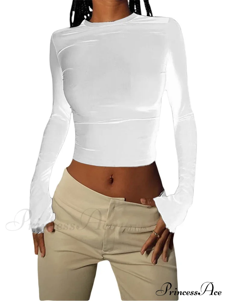 Long Sleeve Backless Casual Slim Fit Pullovers T-Shirts - Image 8