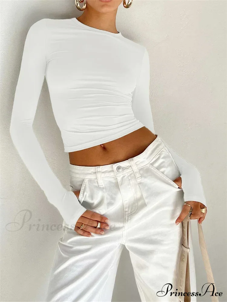 Long Sleeve Casual Pullover Thumb Hole Base T-Shirts - Image 8