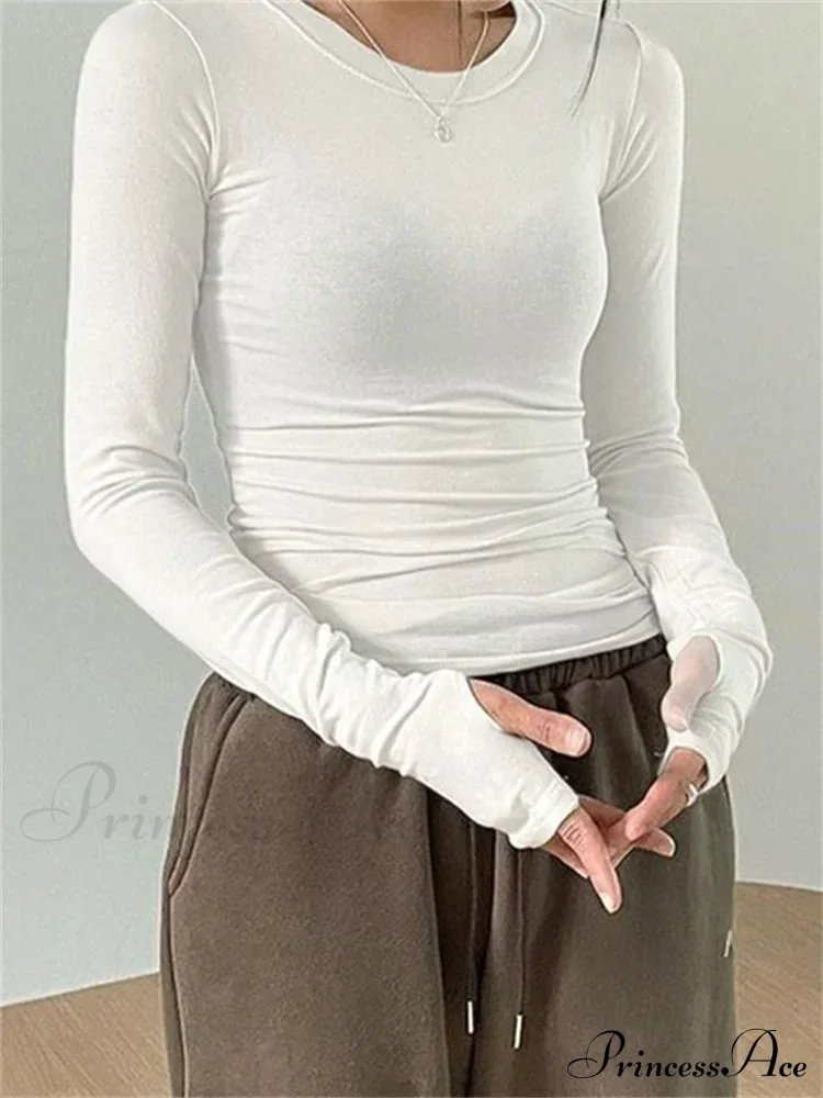 Casual Slim Fit Long Sleeve O-Neck Tops Spring Fall Knit Top