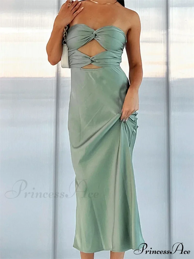 Women Sexy Strapless Backless Low Cut Off Shoulder Tube Party Satin Female Vestidos Streetwear - Image 7
