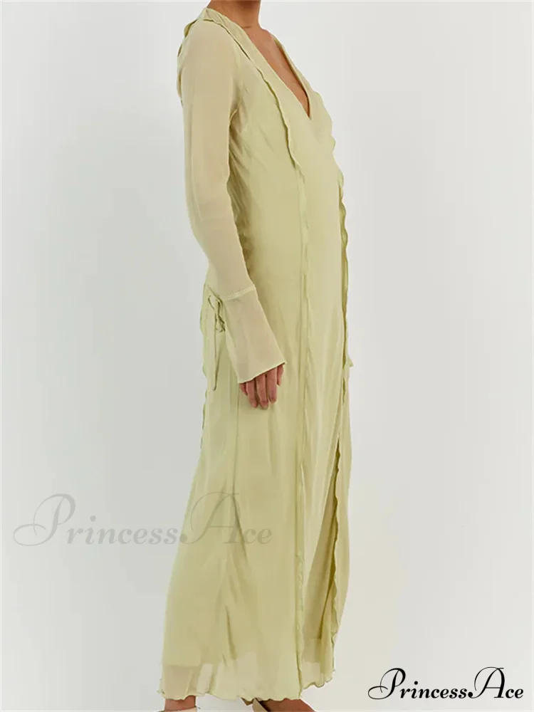 Women Sleeve Loose Casual V Neck Mesh See Through Party Beach Cocktail Club Vestidos Streetwear - Image 3