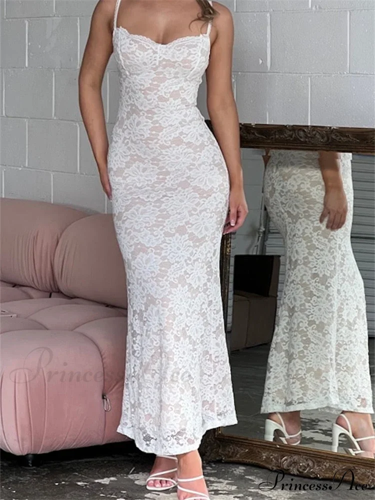 Women Summer V-neck Evening Lace Floral Slim Fit Sleeveless Spaghetti Strap Party Female Vestidos - Image 5