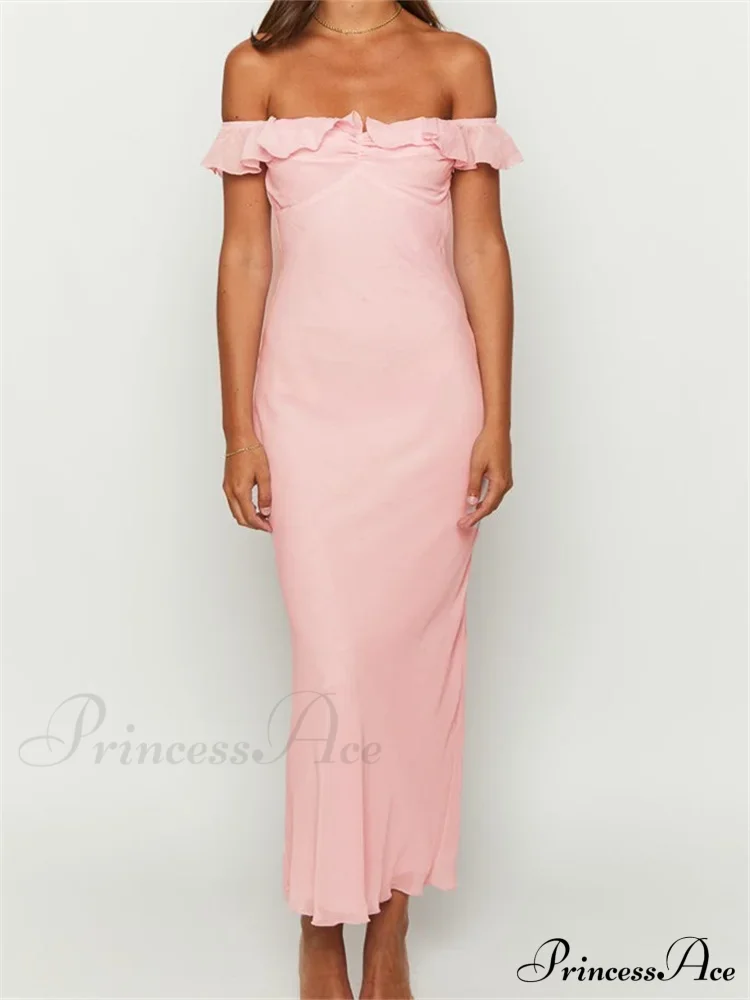 Elegant Women Summer Evening Backless Off Shoulder Slash Neck Ruffles Party Formal Female Vestidos - Image 6