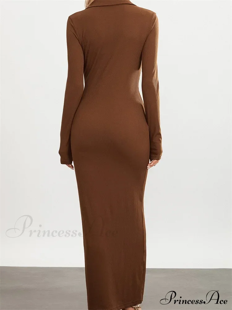 Women Slim Fit Sleeve Button Down Turn Down Collar Evening for Spring Fall Female Vestidos - Image 3