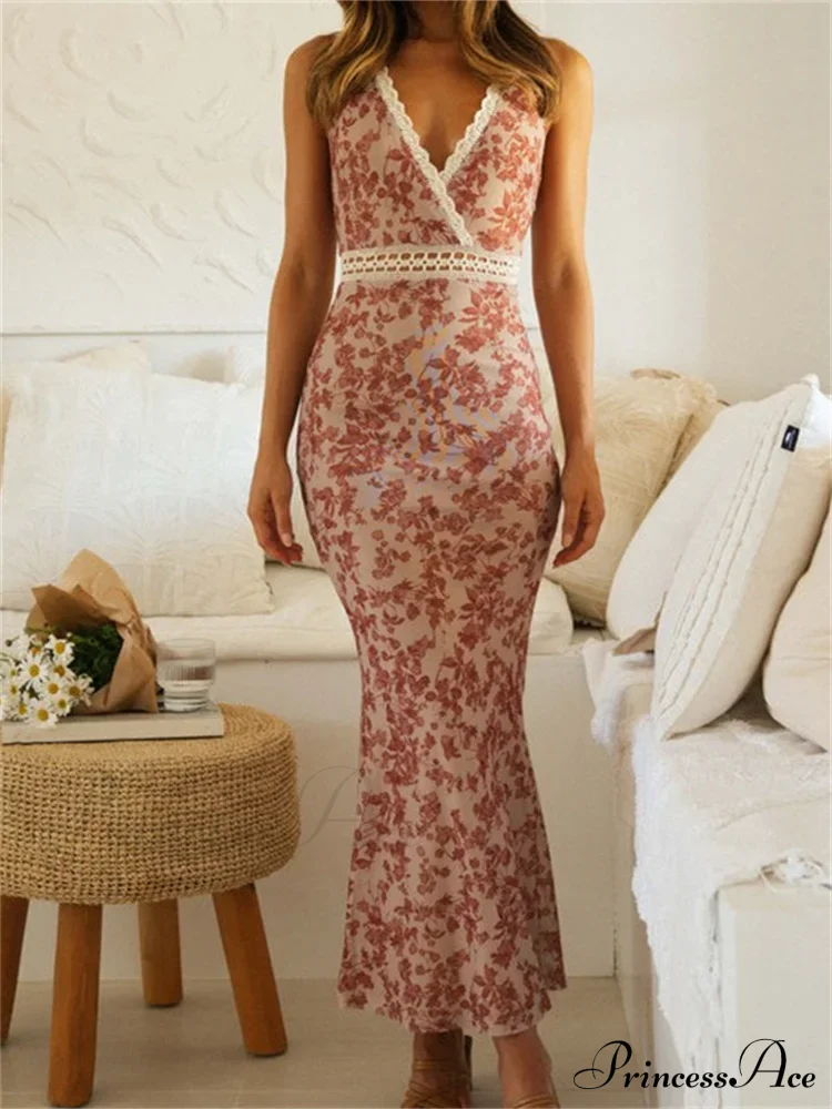 Women Sleeveless Lace Trim Tank Summer Floral Print Party for Cocktail Beach Club Vestido Streetwear - Image 5