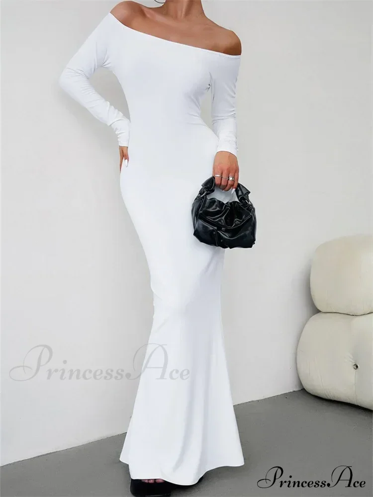 Elegant Women Sleeve Trumpet Solid Slash Neck Off-Shoulder Party Beach Cocktail Club Streetwear - Image 10