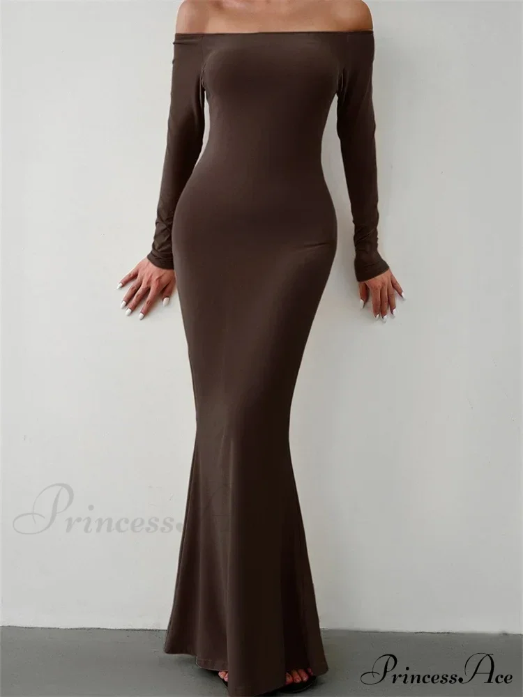 Elegant Women Sleeve Trumpet Solid Slash Neck Off-Shoulder Party Beach Cocktail Club Streetwear - Image 8