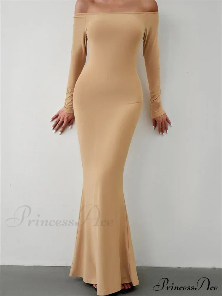 Elegant Women Sleeve Trumpet Solid Slash Neck Off-Shoulder Party Beach Cocktail Club Streetwear - Image 9