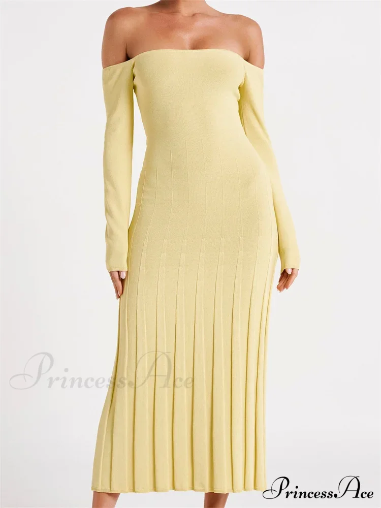 Elegant Women Slash Neck Off-Shoulder Solid Sleeve Backless Party Pleated Slim Vestidos - Image 9