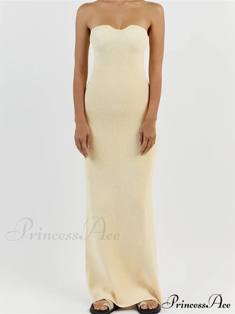 Women Ribbed Tube Summer Knitted Strapless Backless Sleeveless Solid Color Bodycon Party Vestidos - Image 7