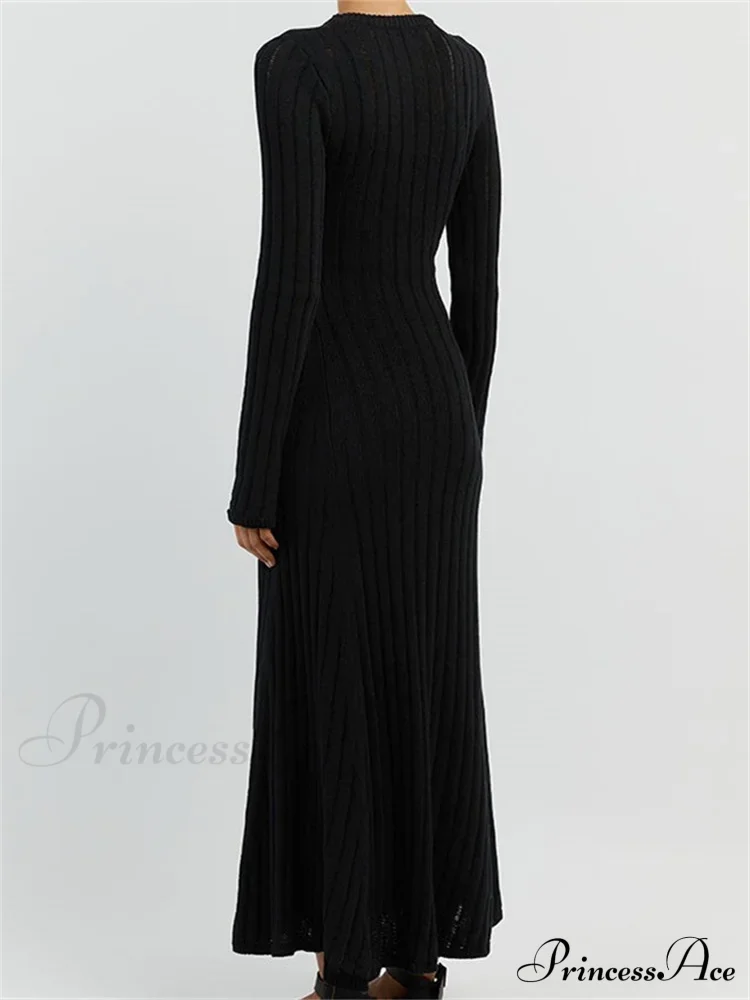 Women Knitted Ribbed Casual Spring Autumn Sleeve Party Beach Cocktail Club Vestidos Streetwear - Image 5