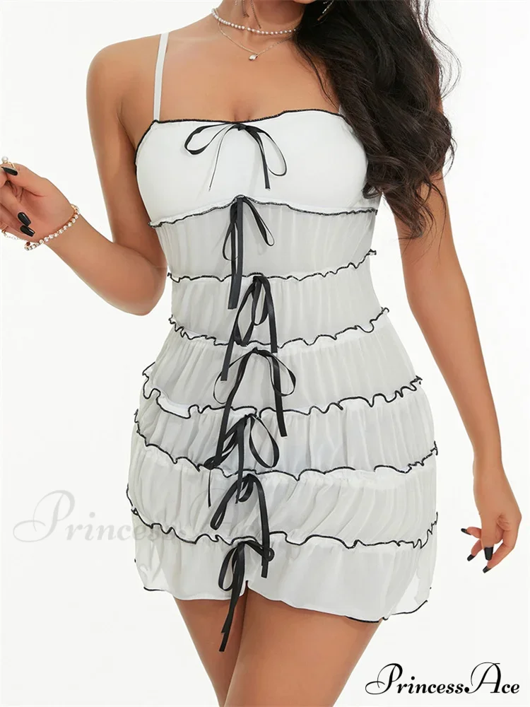 Sexy Women Sleeveless Casual Sling Spaghetti Strap See Through Tie-up Sexy Y2K Party Vestidos - Image 10