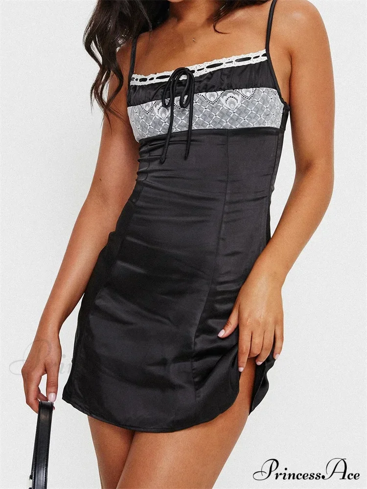 Front Tie up Ruched Sleeveless Spaghetti Strap Mini Dress - Image 6