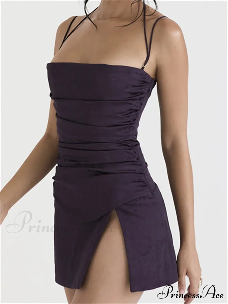 Square Neck Sleeveless Low Cut Sling Backless Criss Mini Dress - Image 3