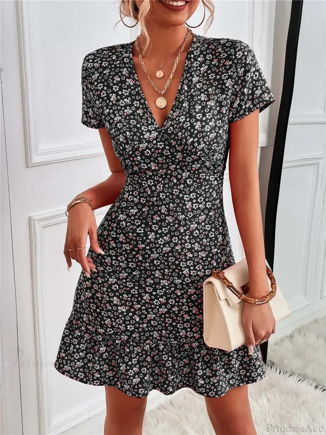 Bohemian Flower Summer Short Women Boho Dress - Image 5