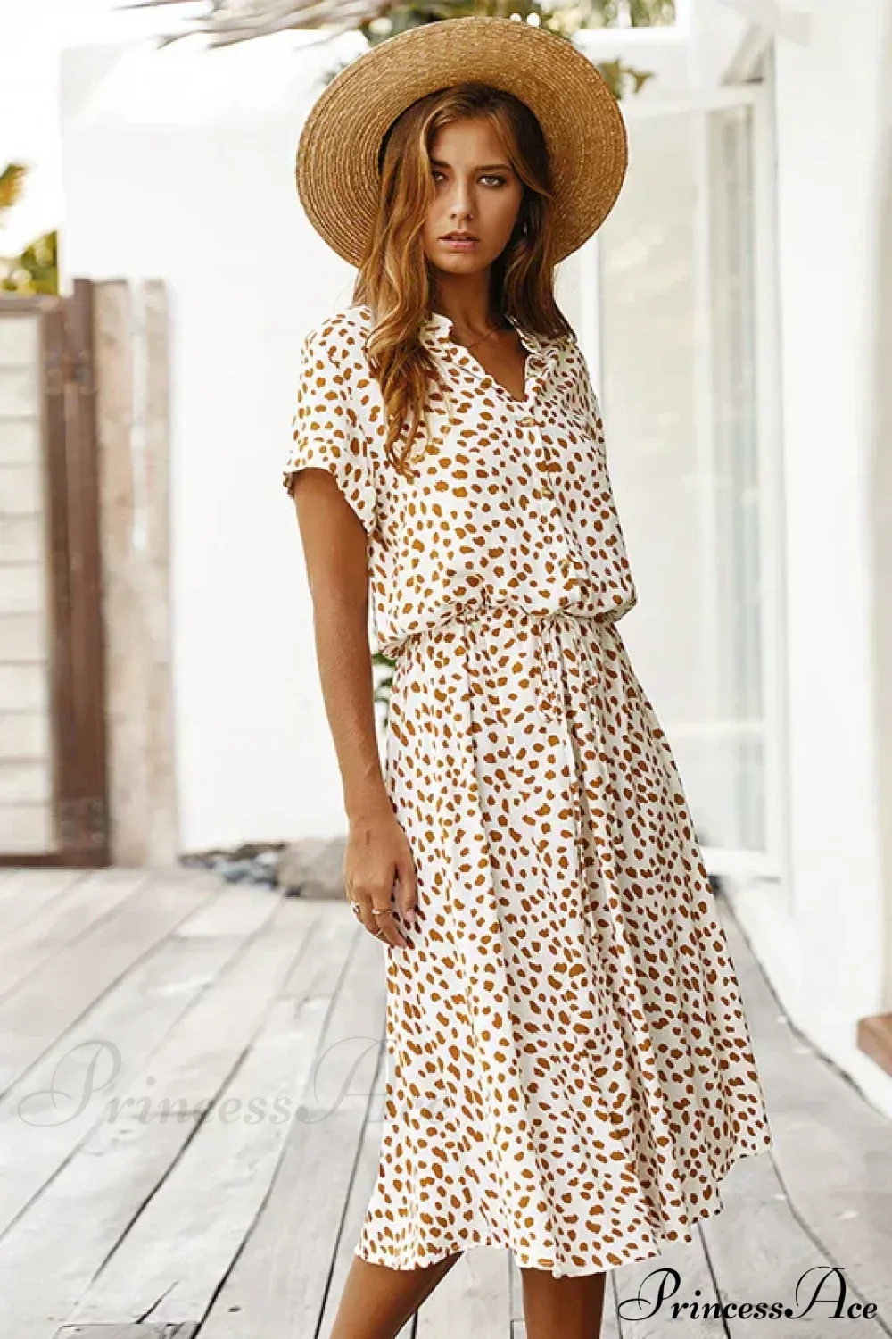 Floral Print Vintage Short Sleeve Boho Dress - Image 5