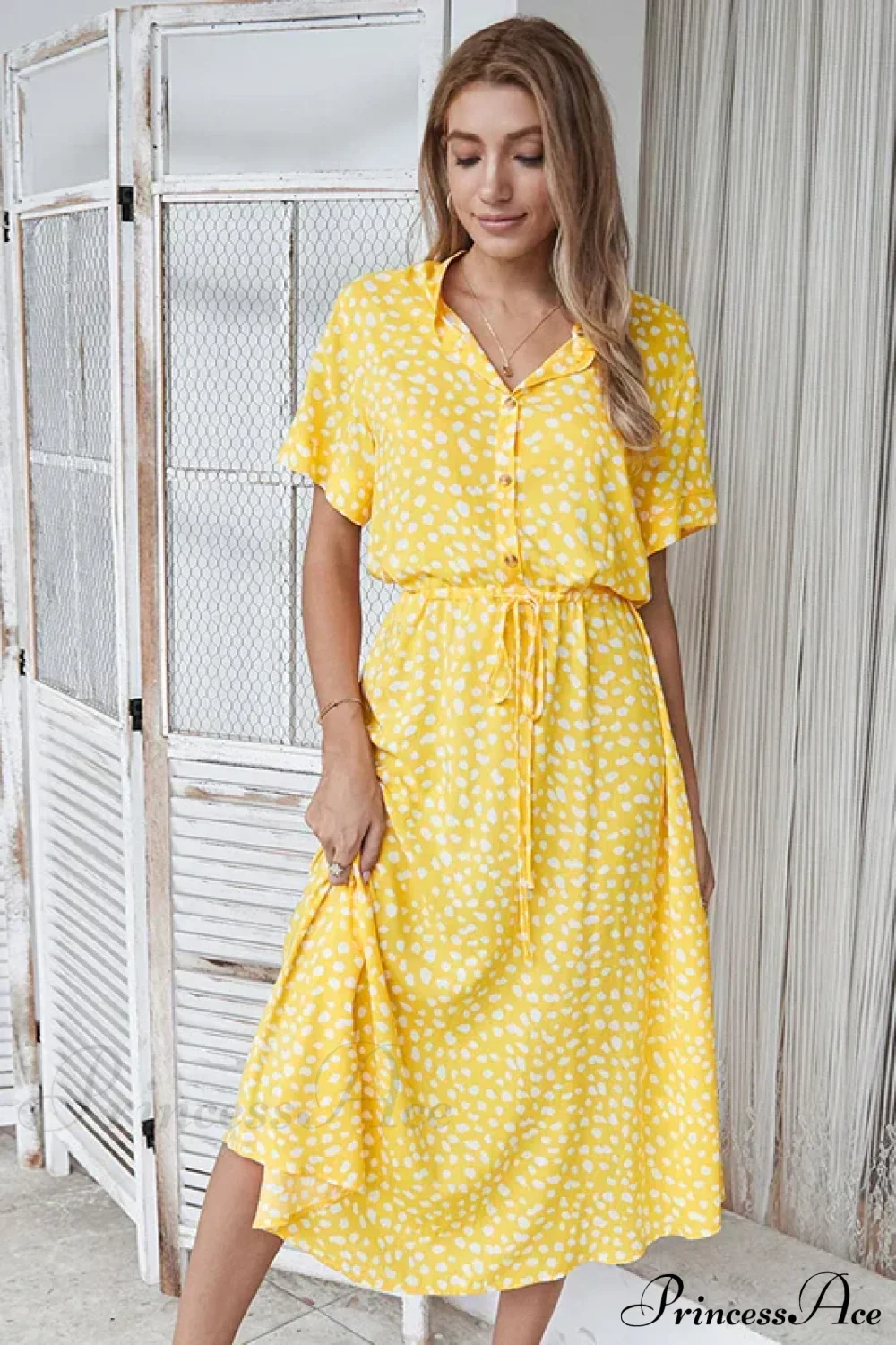 Floral Print Vintage Short Sleeve Boho Dress - Image 7