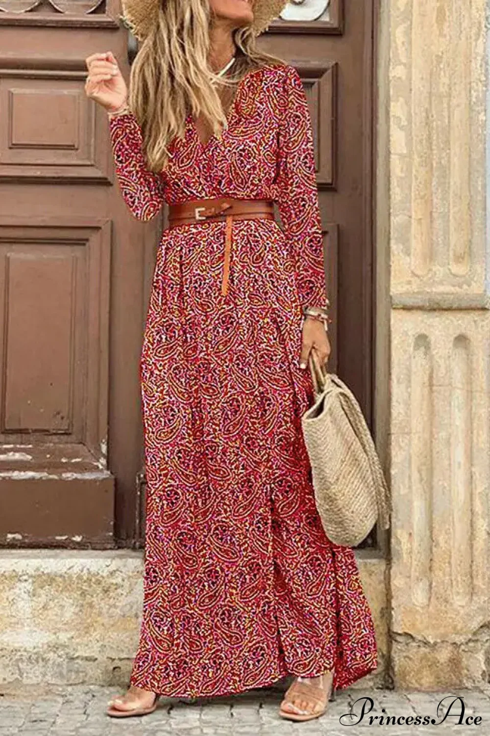 Autumn High Split Boho Maxi Dress - Image 3