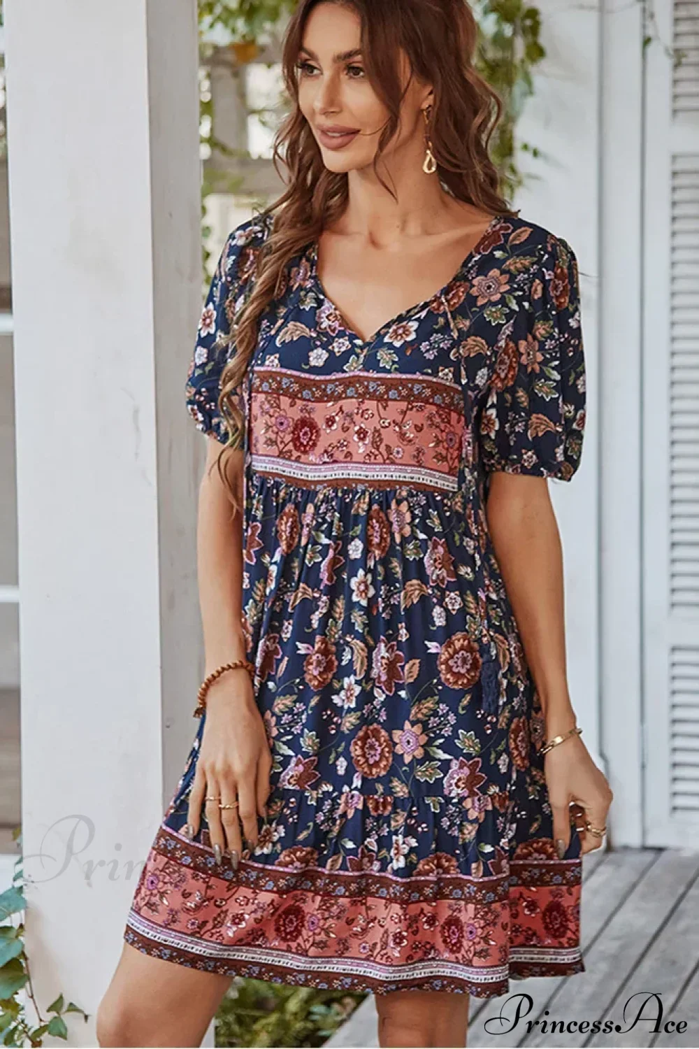 Elegant Lace-up Green Sundress Women Boho Dress - Image 5
