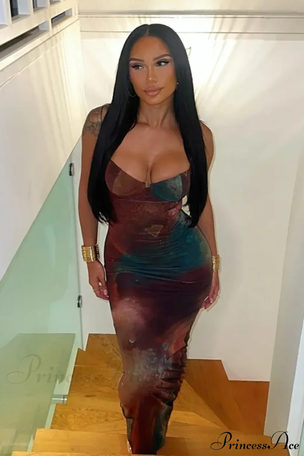 Elegant Spaghetti Strap Cleavage Boho Dress - Image 2