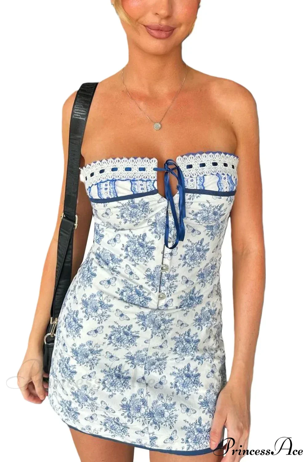 Off Shoulder Floral Print Lace-Up Boho Dress - Image 7