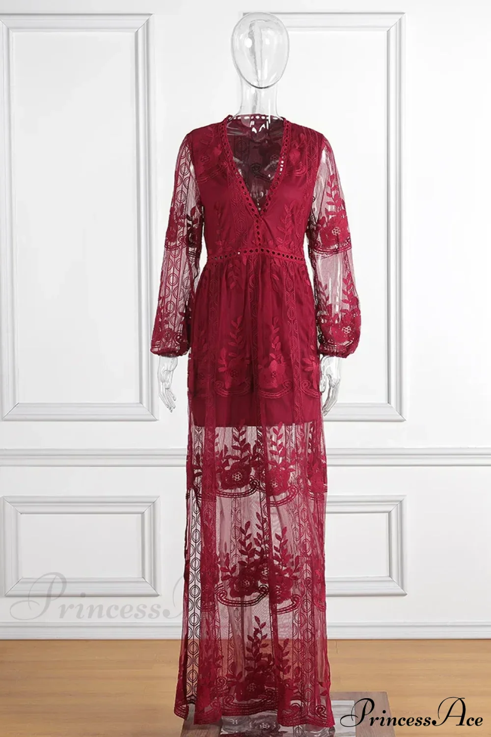 Loose Embroidery White Lace Maxi Boho Dress - Image 10