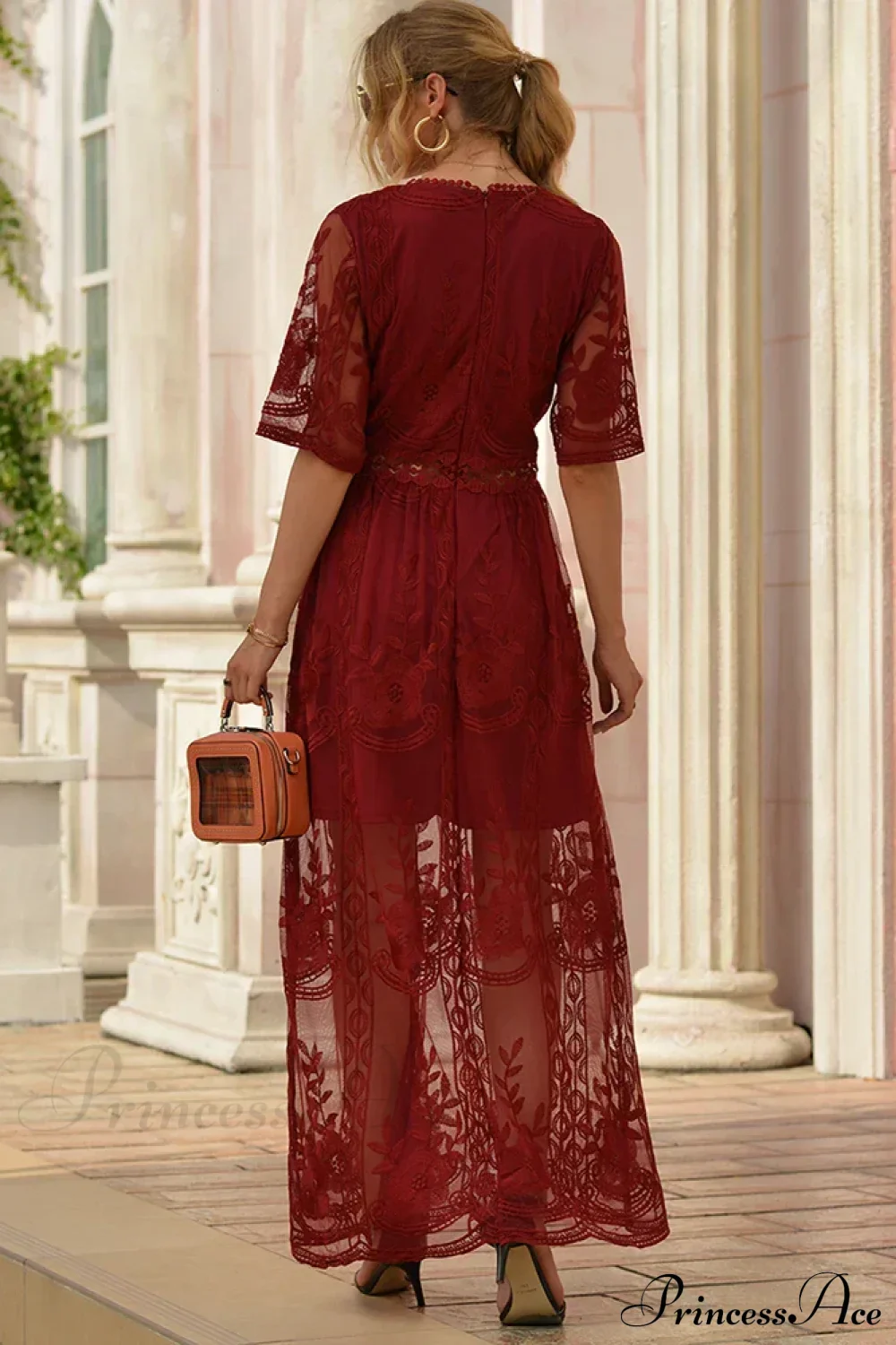 Loose Embroidery White Lace Maxi Boho Dress - Image 4