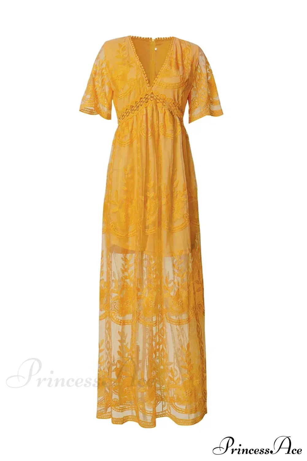 Loose Embroidery White Lace Maxi Boho Dress - Image 7