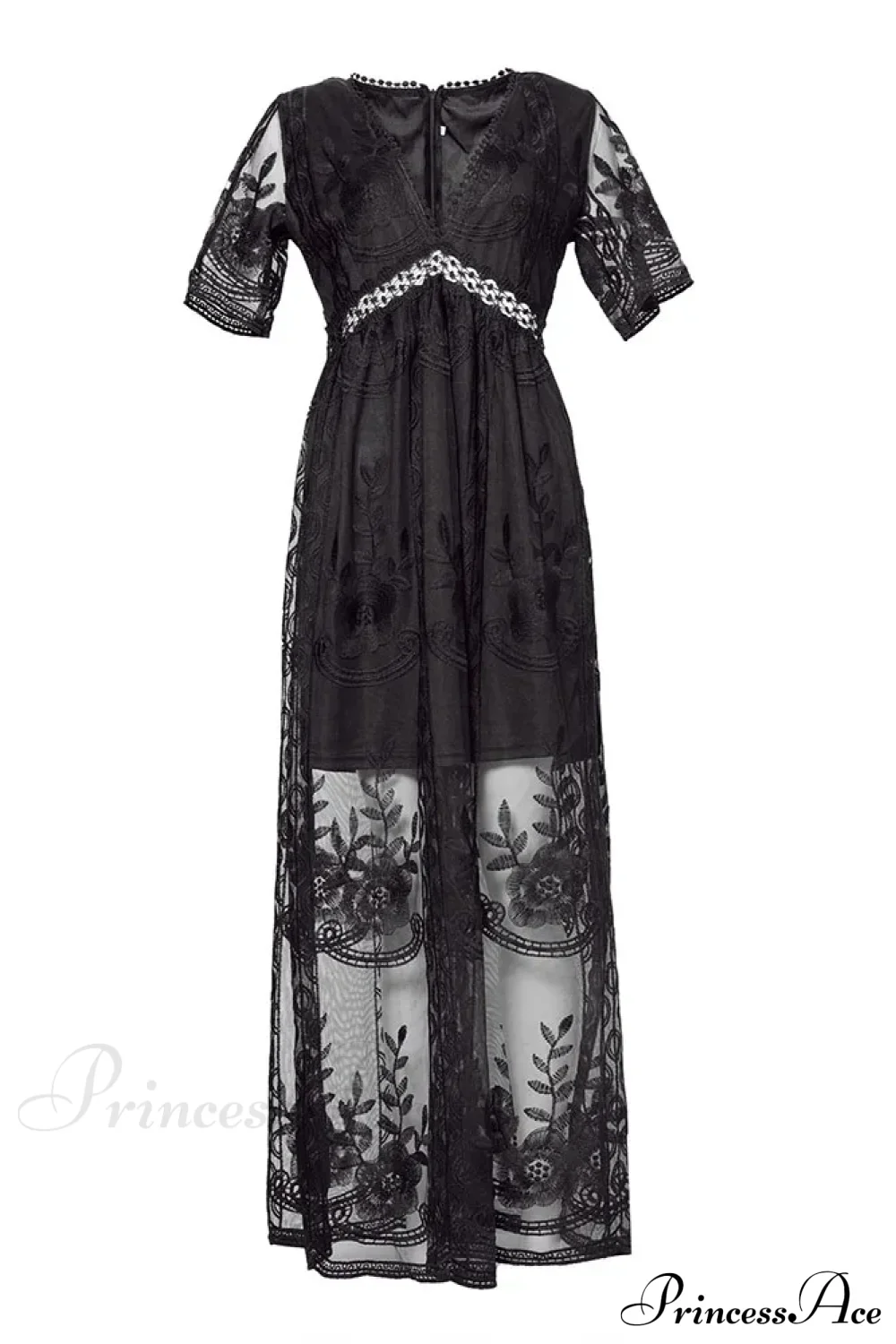 Loose Embroidery White Lace Maxi Boho Dress - Image 9