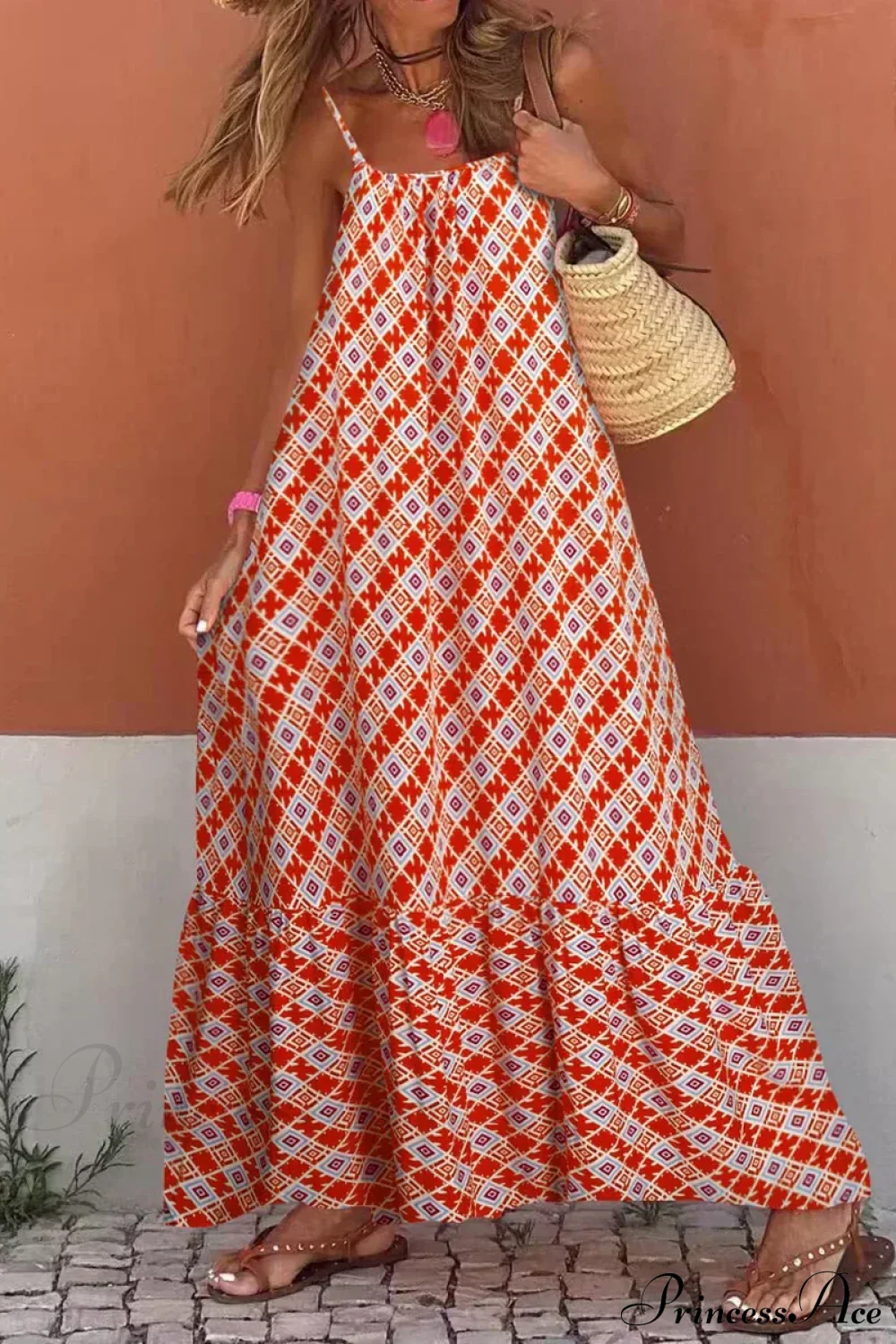 Sleeveless Print Summer Spaghetti Strap Boho Dress - Image 5