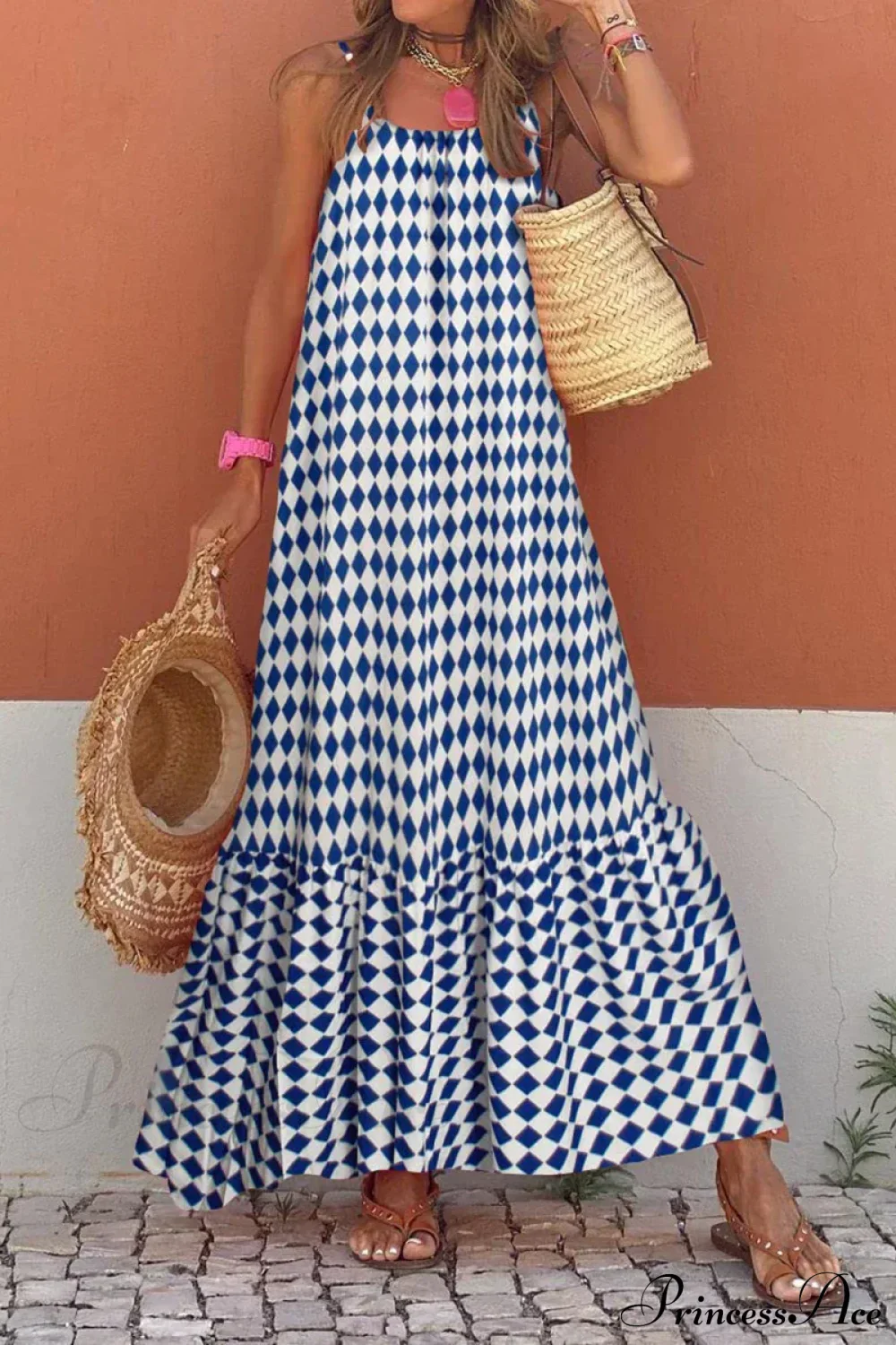 Sleeveless Print Summer Spaghetti Strap Boho Dress - Image 7