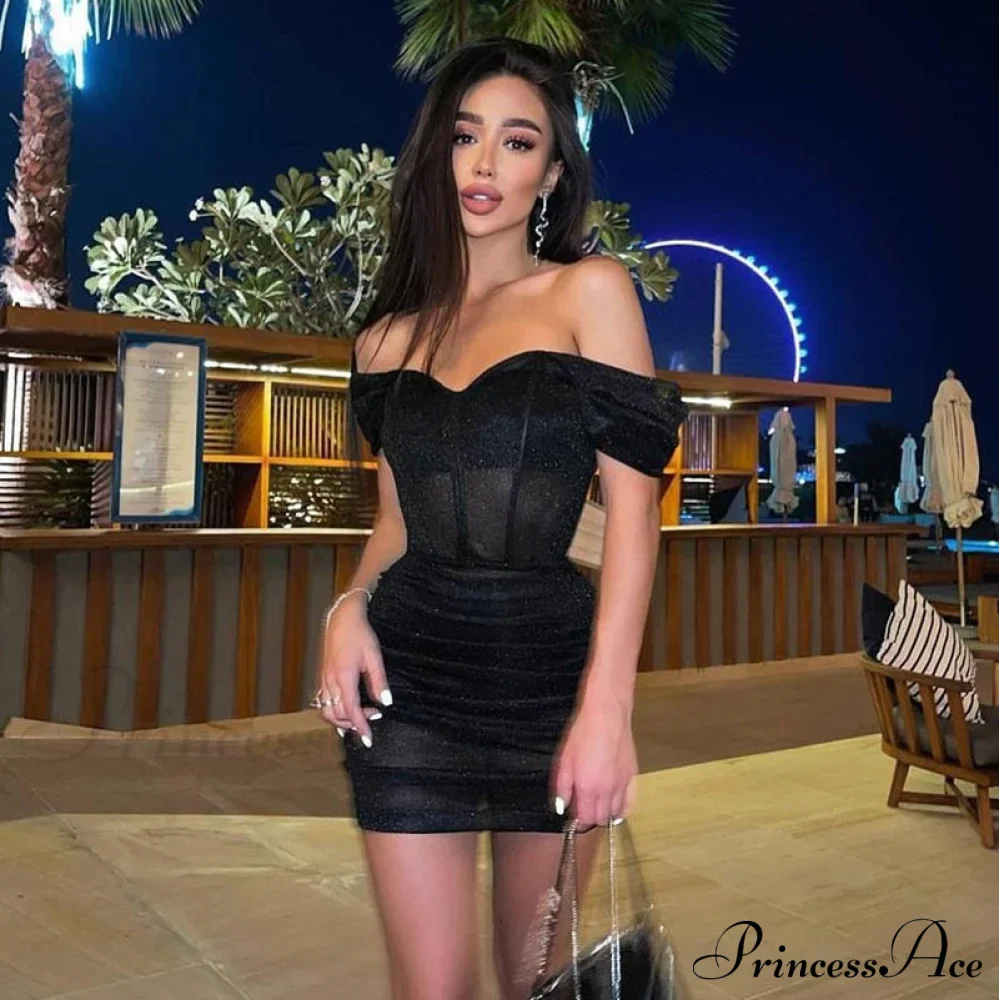Short Sleeve Off Shoulder Corset Mini Dress - Image 6