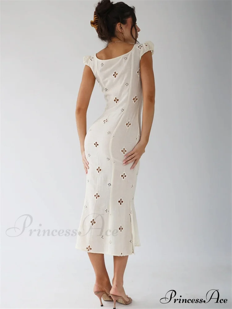 High Waist e Beachwear Bodycon Hollow Out Sundress - Image 11