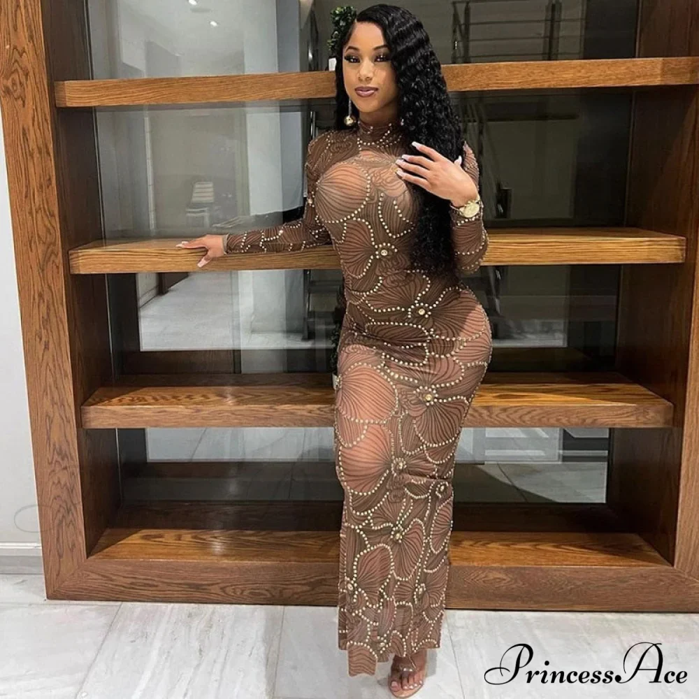 Club Bodycon See Through Long Dress - Image 10