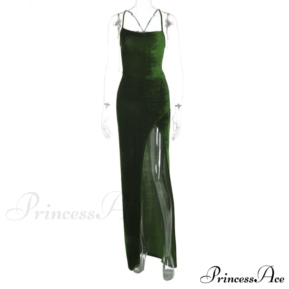 Sexy Backless Sleeveless Party Velvet Maxi Dresses - Image 5