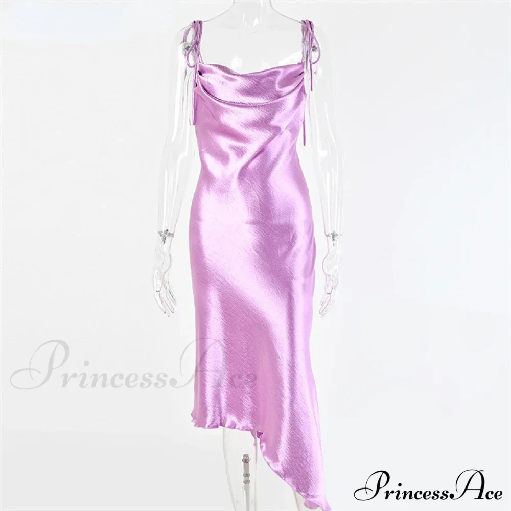 Metallic Satin Straps Long Dress - Image 8
