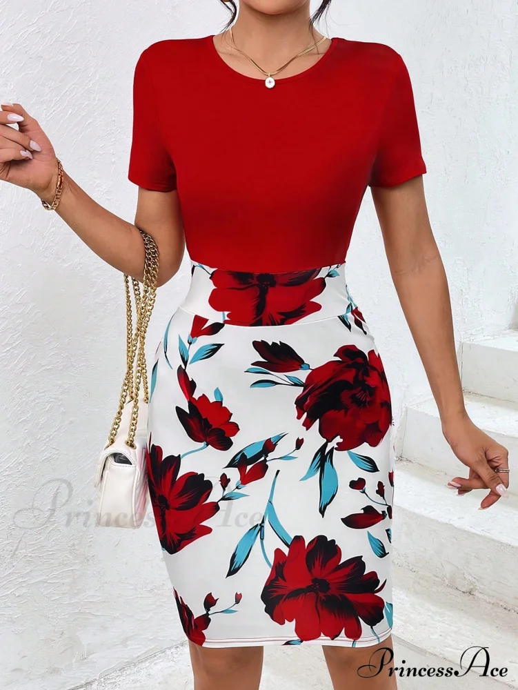 Floral Print Bodycon Dress