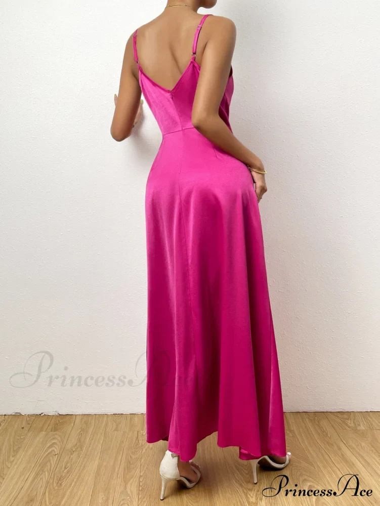 Draped Collar Wrap Hem Cami Dress - Image 3