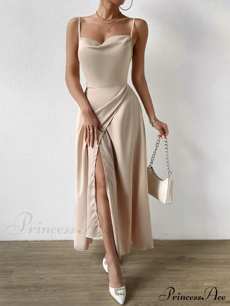 Draped Collar Wrap Hem Cami Dress - Image 8