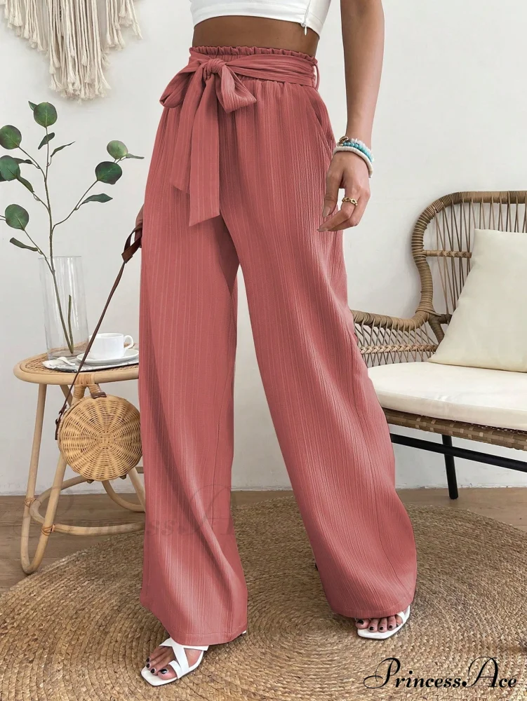 Long Waist Belted Wide Leg Pants - Image 10