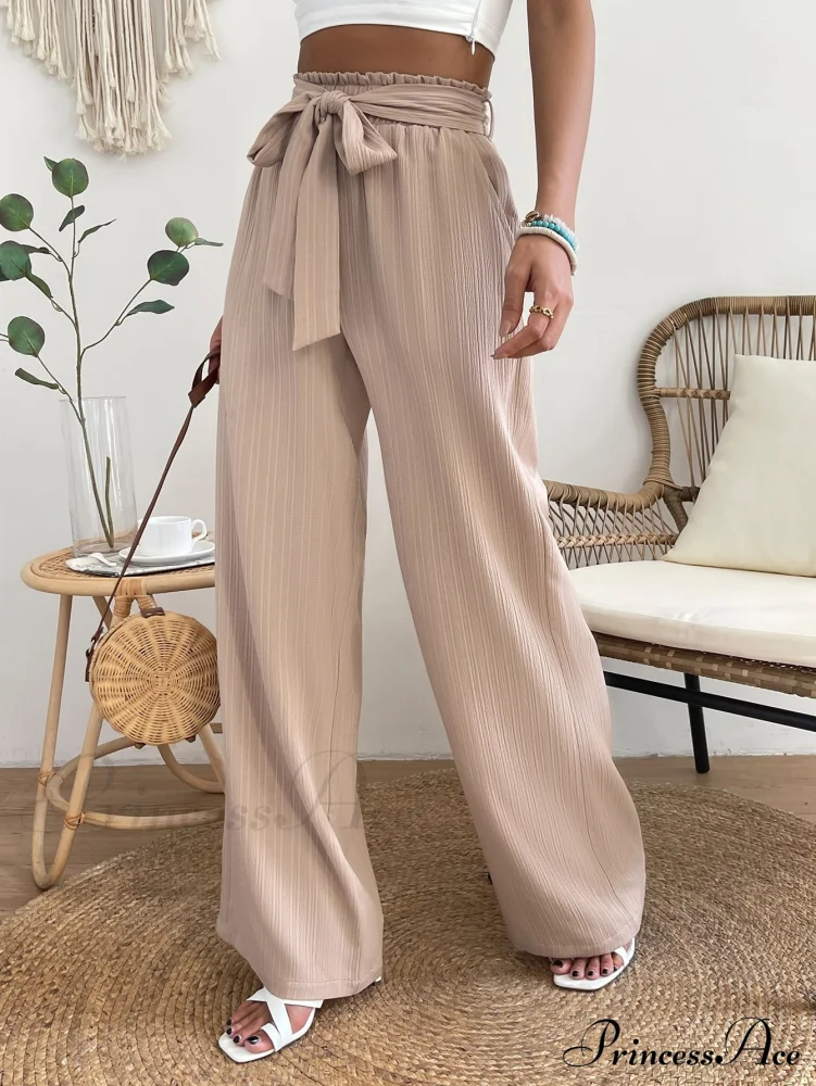 Long Waist Belted Wide Leg Pants - Image 7