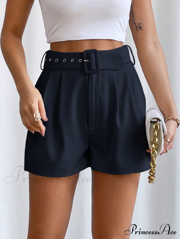 Fold Pleated Belted Wide Leg Shorts - Image 4