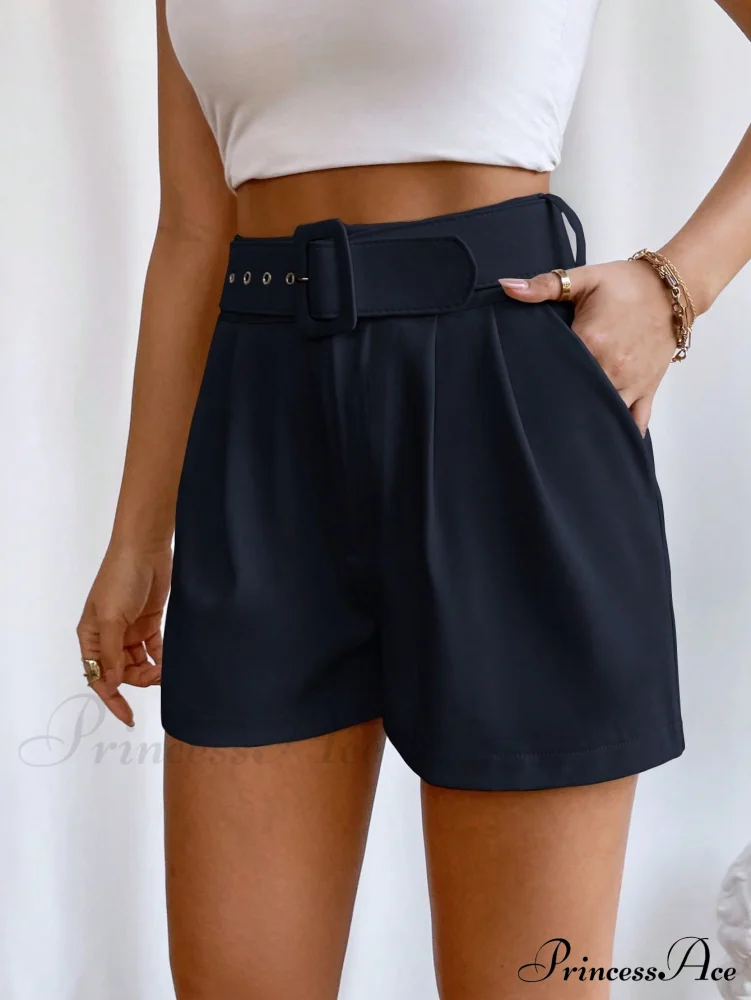 Fold Pleated Belted Wide Leg Shorts - Image 5