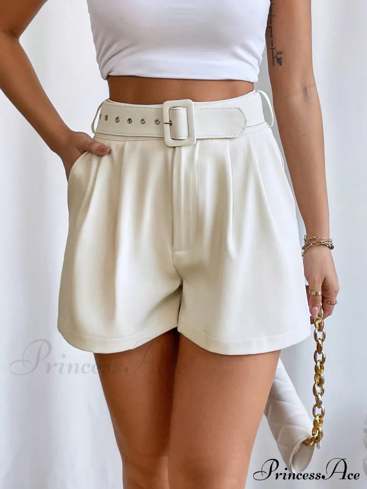 Fold Pleated Belted Wide Leg Shorts - Image 7