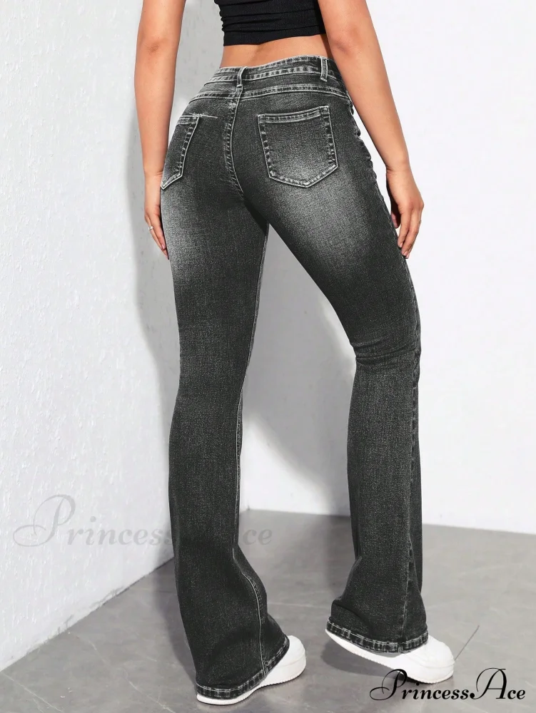 Slant Pocket Flare Leg Jeans - Image 2