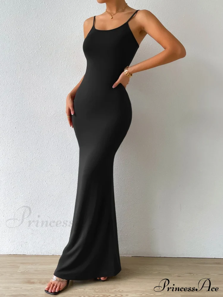 Solid Mermaid Hem Cami Dress