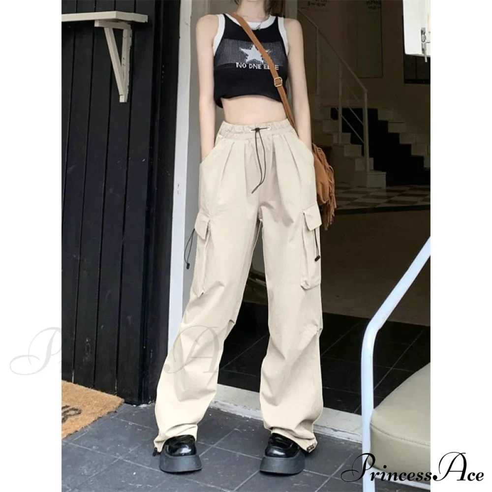 Casual Straight Wide Leg Pockets Joggers Trousers - Image 10
